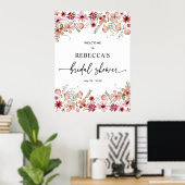 Roze bloemen bruiloft feest welkom bord poster (Thuiskantoor)