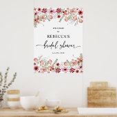 Roze bloemen bruiloft feest welkom bord poster (Keuken)