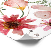 Roze bloemen bruiloft feest welkom bord poster (Hoek)