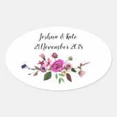 Roze Bloemen bruiloft gunst Stickers (Voorkant)