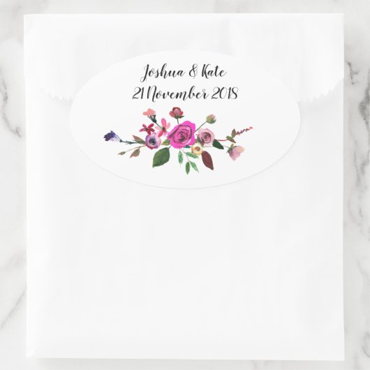 Roze Bloemen bruiloft gunst Stickers