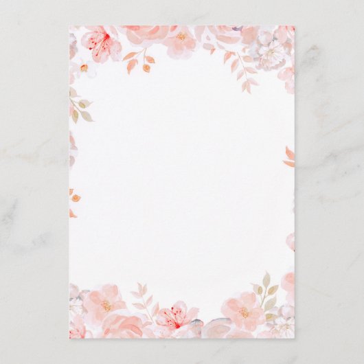 Roze Bloemen Bruiloft Informatie Gast Informatiekaartje (Achterkant)