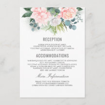 Roze Bloemen Bruiloft Informatie Gast