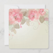 Roze bloemen bruiloft kaart (Achterkant)