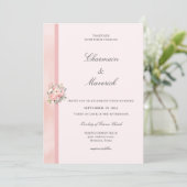 Roze Bloemen Bruiloft Kaart (Staand voorkant)