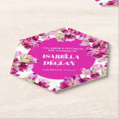 Roze bloemen bruiloft kartonnen onderzetters (Schuin)
