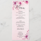 Roze Bloemen Bruiloft Menu (Voorkant)