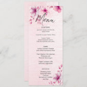 Roze Bloemen Bruiloft Menu (Voorkant / Achterkant)