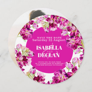 Roze bloemen bruiloft met uitzondering van de date save the date