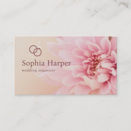Roze Bloemen Bruiloft Organisator Visitekaartje (Voorkant)