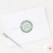 Roze Bloemen Bruiloft Paar Namen Botanisch Ronde Sticker (Envelop)