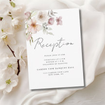 Roze bloemen bruiloft receptie bijlage kaart