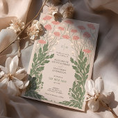 Roze Bloemen Bruiloft Roos Gold Folie Uitnodiging