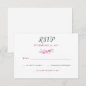 roze bloemen bruiloft RSVP-kaart RSVP Kaartje (Voorkant / Achterkant)