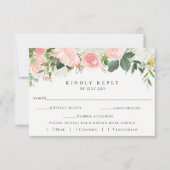 Roze Bloemen Bruiloft RSVP Met Maaltijd Keuze Kaar (Voorkant)