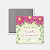 Roze bloemen bruiloft Save the date magneet (Voorkant / Achterkant)