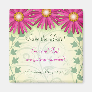 Roze bloemen bruiloft Save the date magneet