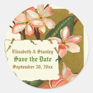 roze bloemen bruiloft Save the Date sticker