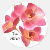 Roze Bloemen Bruiloft Sticker Sjabloon (Voorkant)