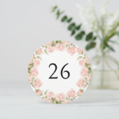 Roze bloemen bruiloft tafelnummer (Staand voorkant)