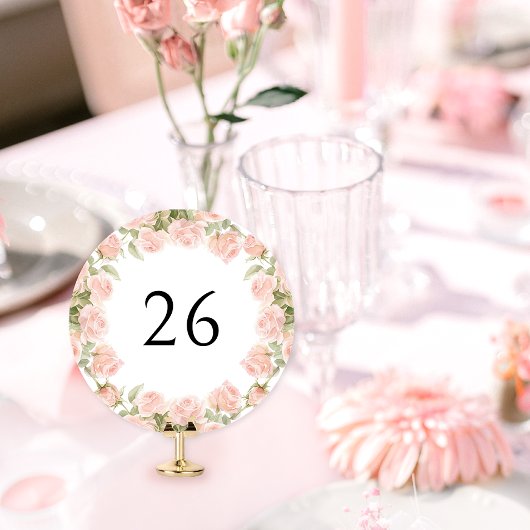 Roze bloemen bruiloft tafelnummer
