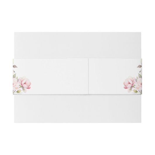Roze Bloemen Bruiloft Uitnodiging Belly Band Uitnodigingen Wikkel (Achterkant Voorbeeld)
