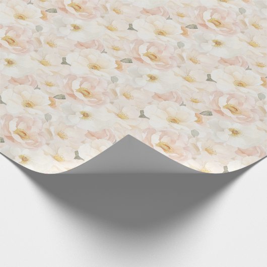 Roze Bloemen Bruiloftsfeest Cadeaupapier (Hoek)