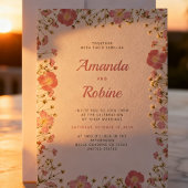 Roze bloemen bruiloftsinvatie kaart