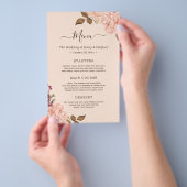 Roze bloemen bruiloftsmenu flyer (Hand)