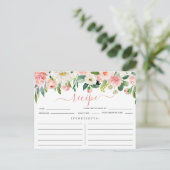 Roze Bloemen Bruiloftsrecepten Kaart (Staand voorkant)