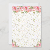 Roze Bloemen Bruin Haar Prinses Verjaardagsfeest Kaart (Achterkant)