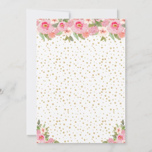 Roze Bloemen Bruin Haar Prinses Verjaardagsfeest Kaart (Achterkant)