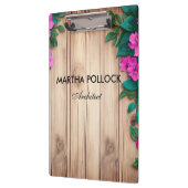 Roze bloemen bruin hout klembord (Links)