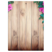 Roze bloemen bruin hout klembord (Achterkant)