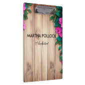 Roze bloemen bruin hout klembord (Rechts)