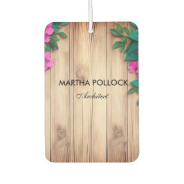 Roze bloemen bruin hout luchtverfrisser