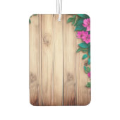 Roze bloemen bruin hout luchtverfrisser (Achterkant)