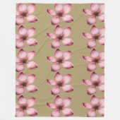 Roze bloemen bruine achtergrond fleece deken (Voorkant)