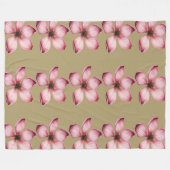Roze bloemen bruine achtergrond fleece deken (Voorkant (Horizontaal))
