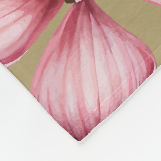 Roze bloemen bruine achtergrond fleece deken (Hoek)