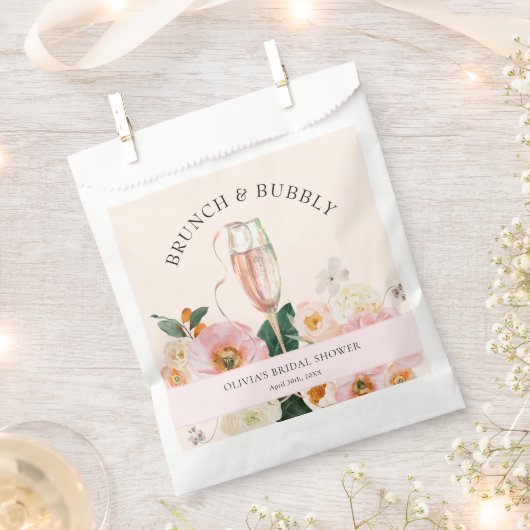 Roze Bloemen Brunch & Bubbly Vrijgezellenfeest Bedankzakje (Geknipt)