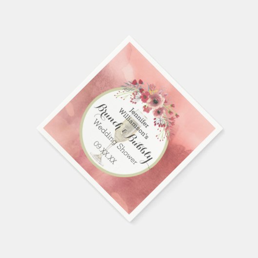 Roze Bloemen Brunch en Bubble Trouwdouche Servetten (Hoek)