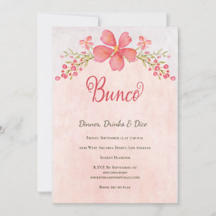 Roze Bloemen Bunco Dice Party Kaart