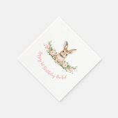 Roze Bloemen Bunny Meisje 1e Verjaardag Servet (Hoek)