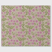 Roze Bloemen Burlap Christmas Cadeaupapier (Vlak)
