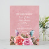 Roze Bloemen Burst Huwelijksuitnodiging Kaart (Staand voorkant)