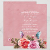 Roze Bloemen Burst Huwelijksuitnodiging Kaart (Voorkant / Achterkant)