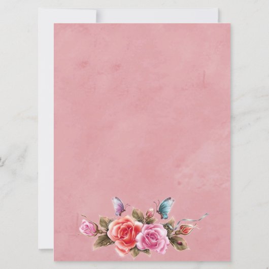 Roze Bloemen Burst Huwelijksuitnodiging Kaart (Achterkant)