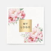 Roze bloemen business logo wit servet (Voorkant)