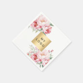 Roze bloemen business logo wit servet (Hoek)